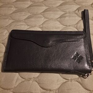 Patricia Nash Black Leather Wristlet Wallet With Removeable Insert.